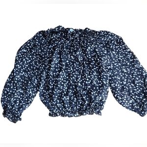 Le Ragarre Black and White Boho Cropped Off the Shoulder Top, Made in Italy, S